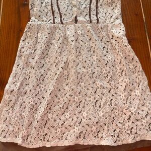 Vanity Strapless Lace Dress in Blush and Brown